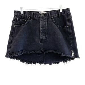 One Teaspoon Black Junkyard Denim Mini Skirt Raw Hem Distressed 29